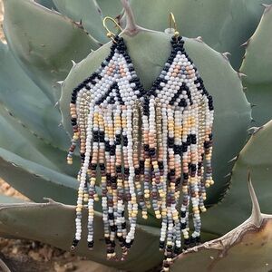 Sedona Bohemian Seed Beaded Fringe Earrings Festival Western